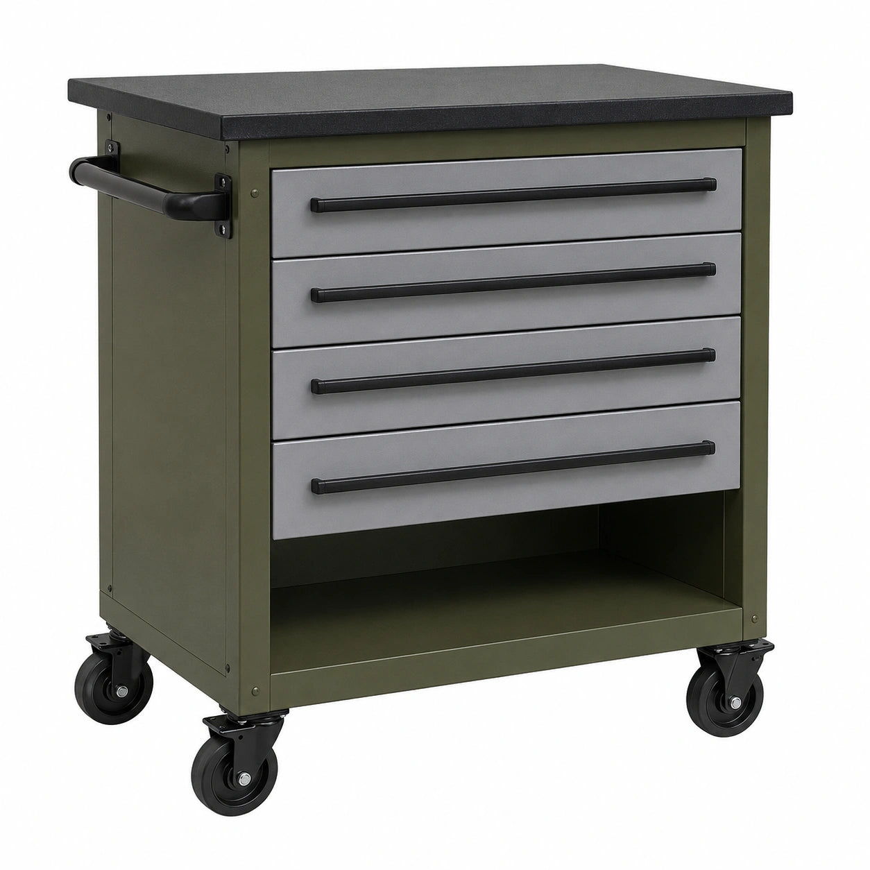 Carro de herramientas de metal con 4 cajones 67x46x85 cm Verde/Gris