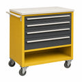 Carrito de Herramientas de Acero con 4 Cajones Amarillo y Gris