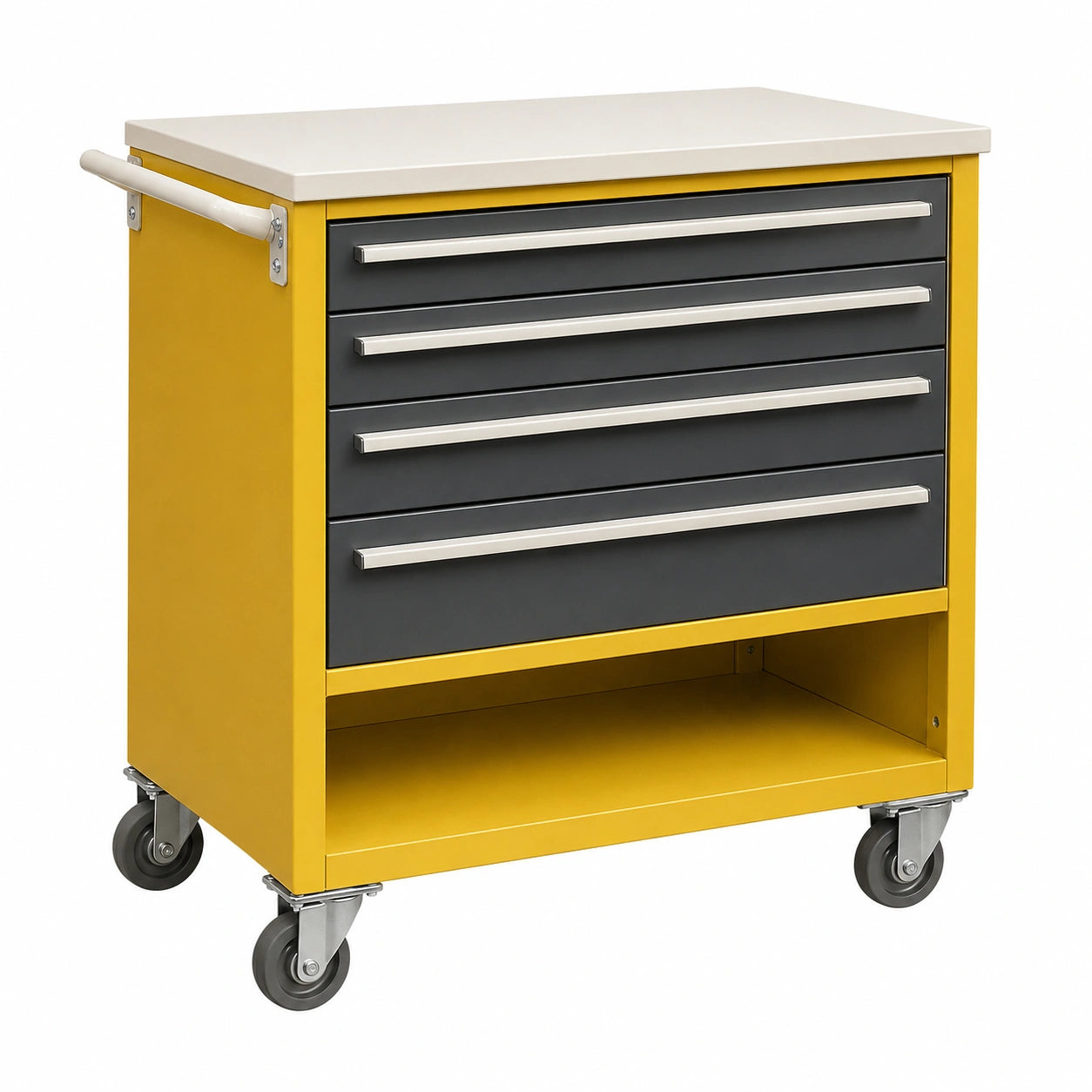 Carrito de Herramientas de Acero con 4 Cajones Amarillo y Gris