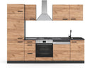 Vicco Küchenzeile, 270 cm, Eiche/Anthrazit, Optima, Goldkraft, ohne Arbeitsplatte, mit Hochschrank