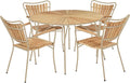 mandalay Essgruppe, 120 cm, Taupe/Holz, Marguerit Ø120 cm Gartenmöbel Set 4 Stühle mit runder Tisch