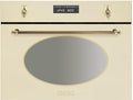 Smeg Mikrowelle, Schwarz/Silber, SC845MPO9 Kompakt Grill Creme Mikrowellenofen Nostalgie