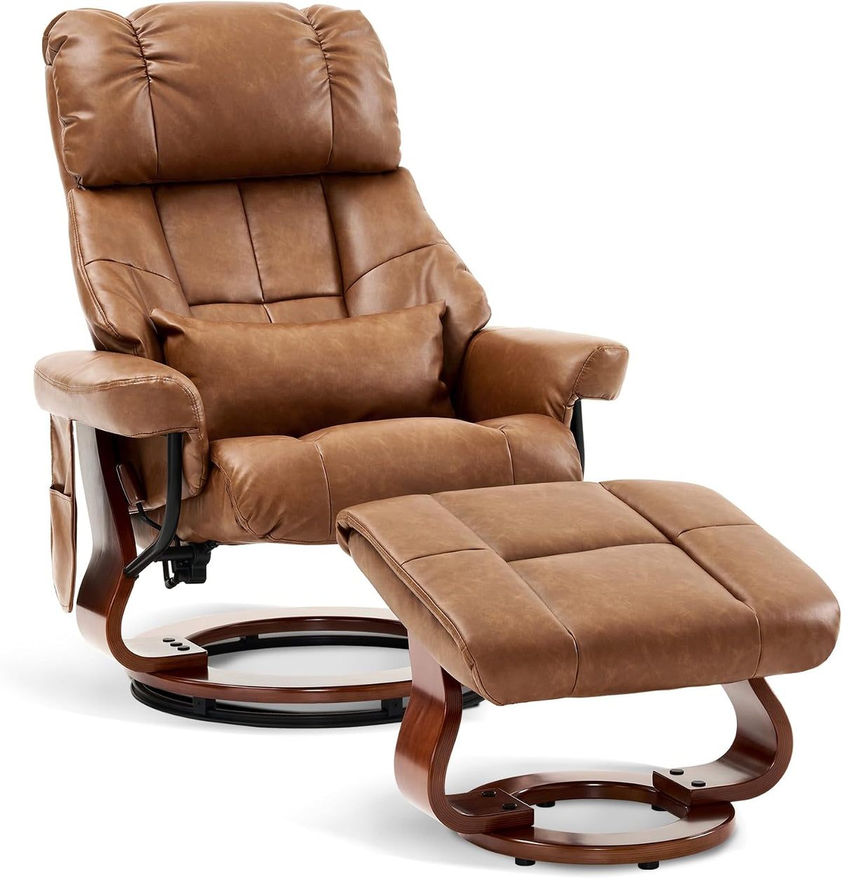 M MCombo Relaxsessel, Braun, mit Hocker, Drehbare Fernsehsessel mit Liegefunktion, Moderner TV-Sessel Stuhl für Wohnzimmer
