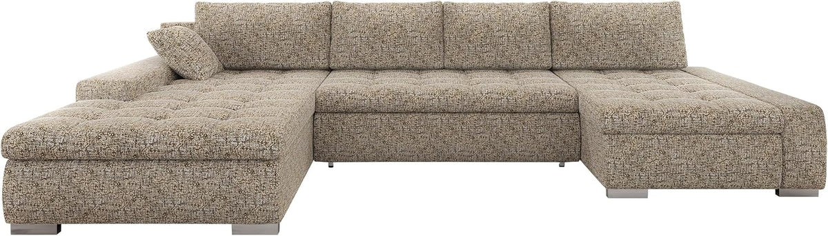 Mirjan24 Sofa, Beige, Ecksofa Caro, Elegante U-Form Couch, Eckcouch mit Bettkasten und Schlaffunktion, Polsterecke