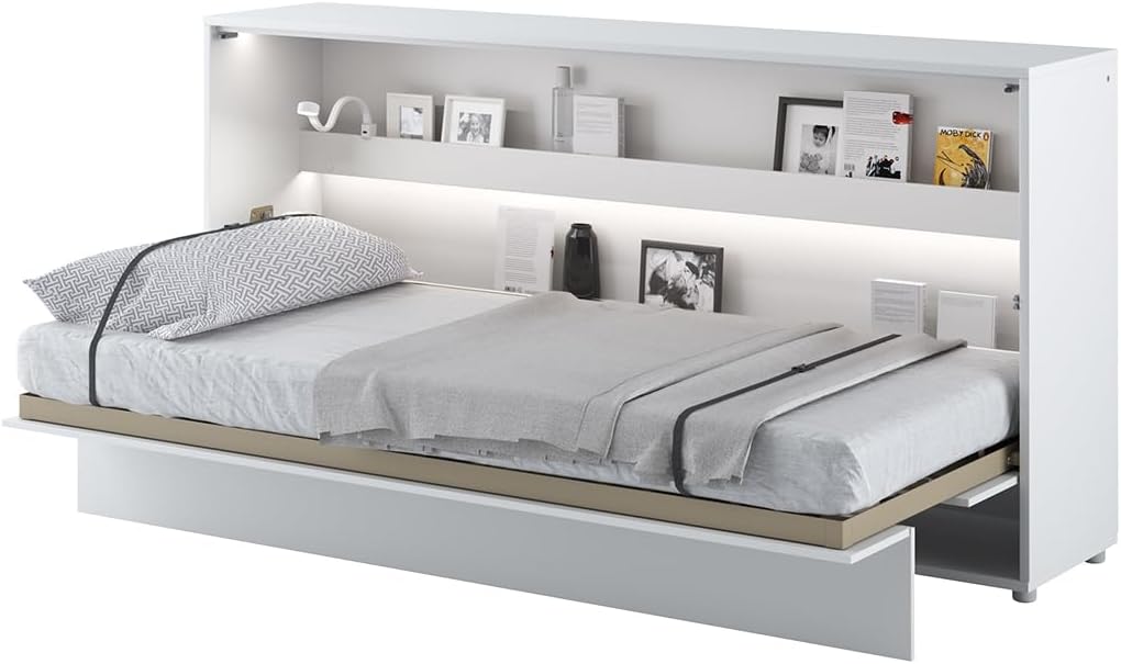 MEBLINI Bett, 90x200 cm, Weiss, Schrankbett Bed Concept - Wandbett mit Lattenrost