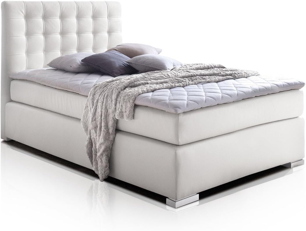 moebel-eins Boxspringbett, Weiss, Isabell