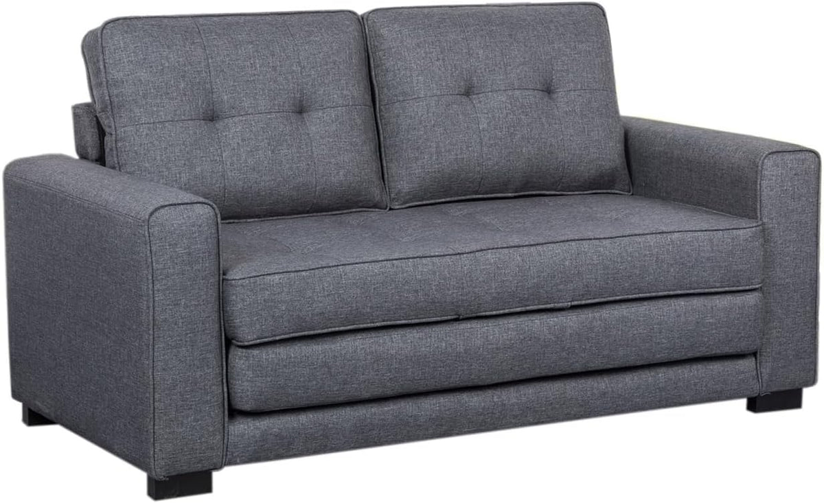 Sofa HTI living, Polyester, Dunkelgrau, Zweisitzer mit Schlaffunktion Azaria Schlafsofa Couch