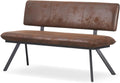 B&D home Sitzbank, 160 cm, Braun/Schwarz, ® Juna, gepolsterte Esszimmerbank mit Rückenlehne, V-Metallgestell schwarz