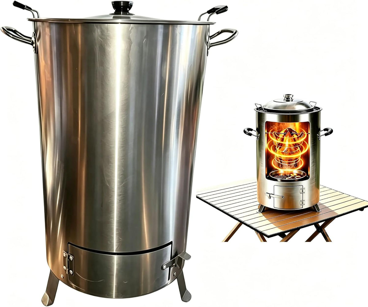 Pkkiimor Holzkohlegrill, Verdicktes, kaltgewalztes Stahlblech, Braun, Vertikaler Barbecue-Grill, mit Holzkohle gegrillter Hähnchengrill