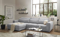 Sofa Stella Trading, 333x194 cm, Hellgrau, Ecksofa BARURA Cord, XXL Couch in L-Form mit grosser Liegefläche, inklusive Kissen