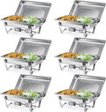 Wilprep Buffetschrank, Silber, Chafing Dish Edelstahl Buffet-Set Warmhaltebehälter, Buffet und Party (6 Set 1/2+1/2 GN-Behälter)
