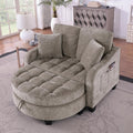 Sofa HMHKHN, 132×129×93 cm, Braun, mit Schlaffunktion, Chaiselongue, 2-in-1 Schlafsofa, Aufbewahrungs-Hocker & 4 Kisse