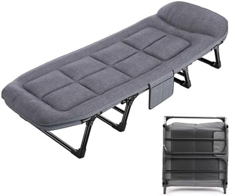 Generisch Matratze, 190 x 66 x 35 cm, Grau, Tragbares Klappbett. Klappbett mit, Einzel-Klappbett aus Metall, multifunktionales Büro-Klappbett