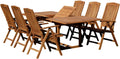 Gartenmöbel-Set ASS, 240 cm, Braun, Gartengarnitur, XXL Teak Set: Gartengarnitur Ausziehtisch 180- + 6