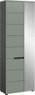 xonox.home Schuhschrank, 65x190x37 cm, Basaltgrau/Rauchgrün, Garderobenschrank Canu in Korpus Basalt grau Nb. und Front