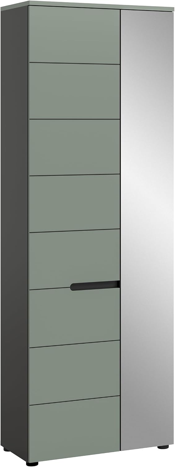 xonox.home Schuhschrank, 65x190x37 cm, Basaltgrau/Rauchgrün, Garderobenschrank Canu in Korpus Basalt grau Nb. und Front
