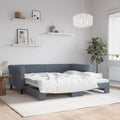 YunCangg Bettrahmen, 90x190 cm, Samt (100 % Polyester), Metall, Massivholz, Dunkelgrau