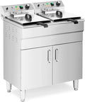 Royal Catering Heissluftfritteuse, 000 W, 400 V, 16 l, 10 l, Grau, Doppel-Elektro-Fritteuse mit Unterschrank 2 x (2 x Öl) 10