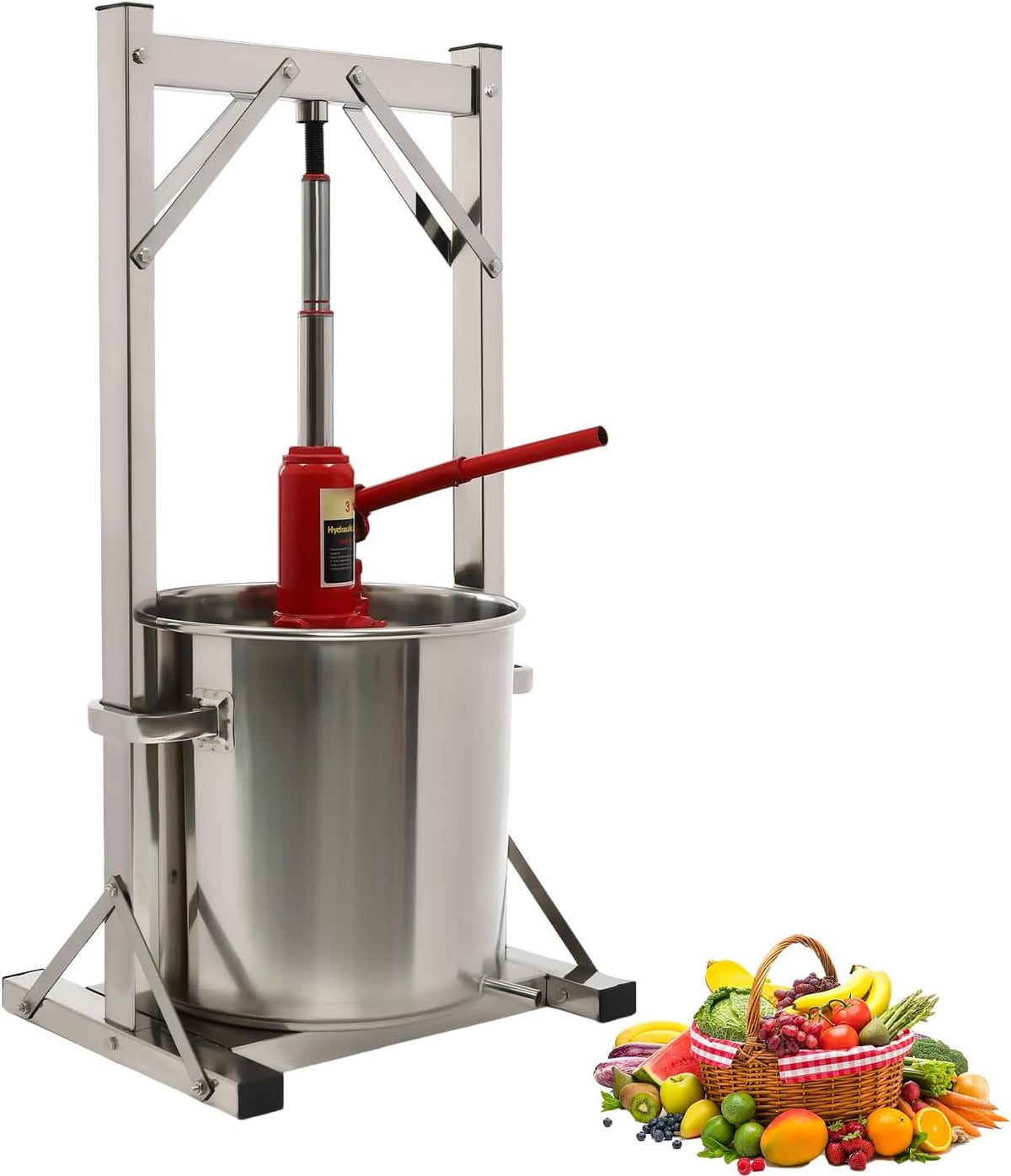 WUCIOA Pressen, 20 kg/h, 36 L, Edelstahl 201 (Aussenbehälter), Edelstahl 304 (Innenbehälter und Schale), Silber