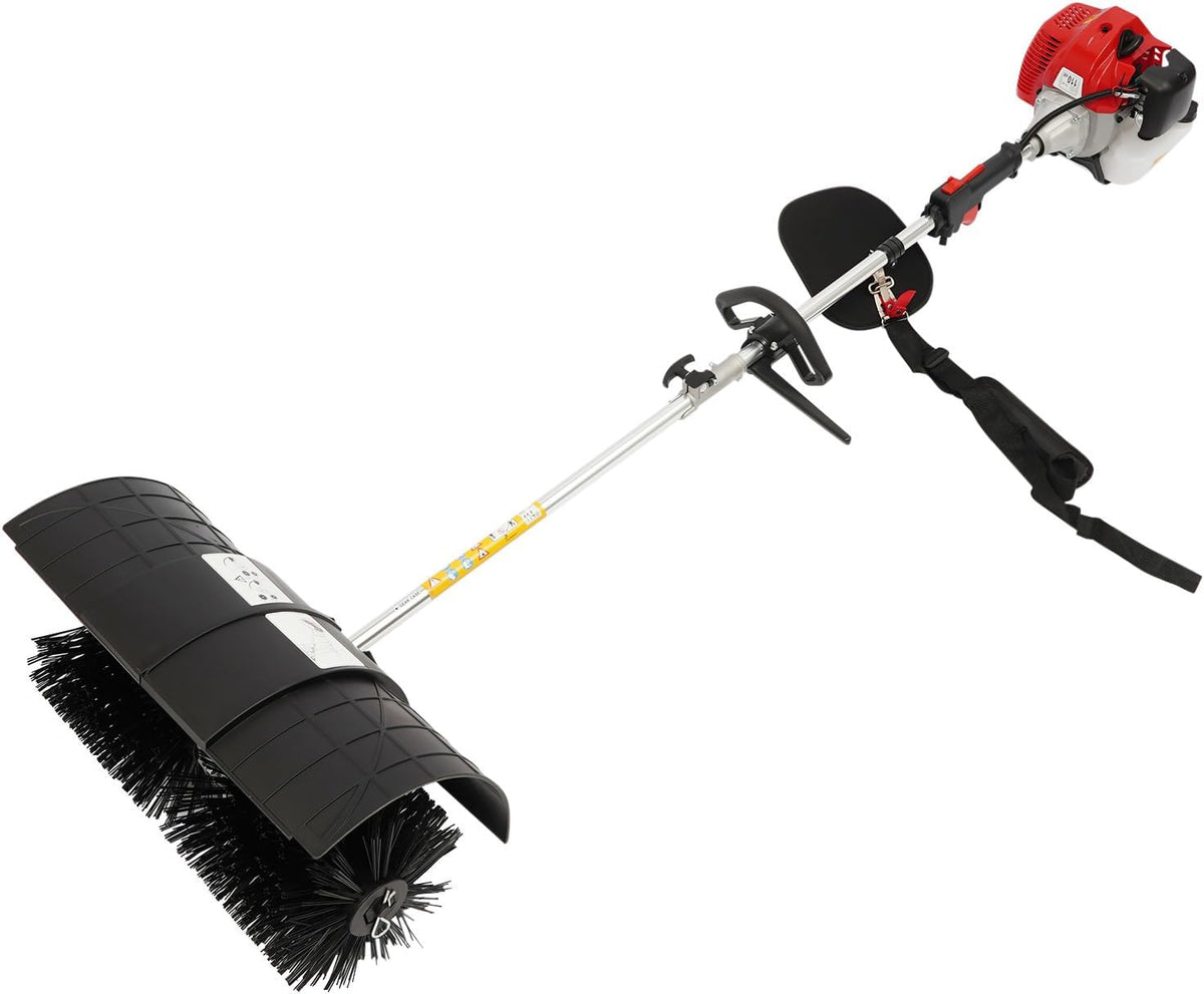 QWMEIYOU Schneefräse, 1,7 kW, 1700 W, 1 L, PA6, Nylon, Schwarz, 52CC 2-Takt Benzin Motorbesen Kehrmaschine 2.3 PS