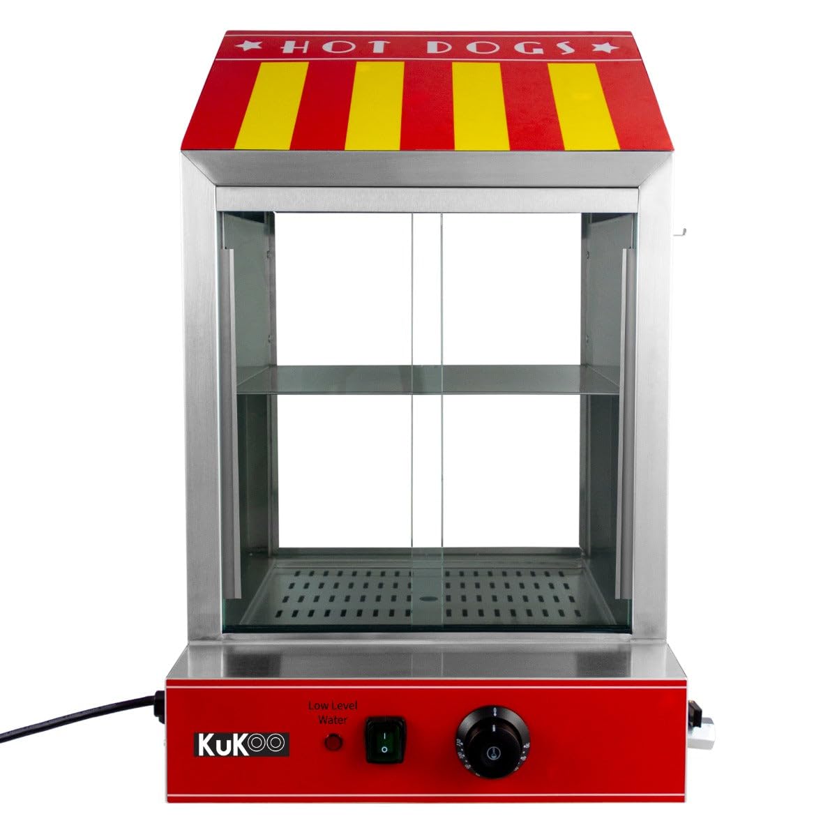 KuKoo Hot Dog-Maschinen, 2000 W, Silber, Hot Dog Dampfgarer, elektrischer Wärmer aus Edelstahl, Maschine, kommerzielle Schiebetüren