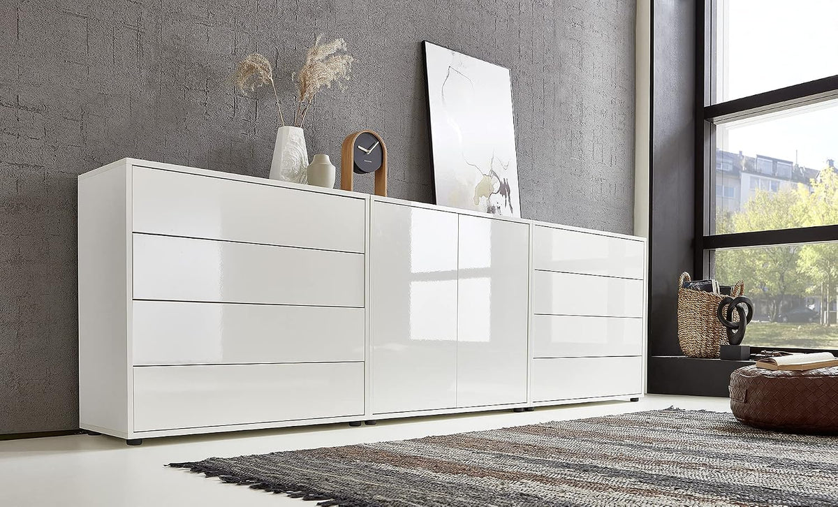 BMG Möbel Sideboard, Weiss, »Mailand Set 4« (Kommode Anrichte Aktenschrank)