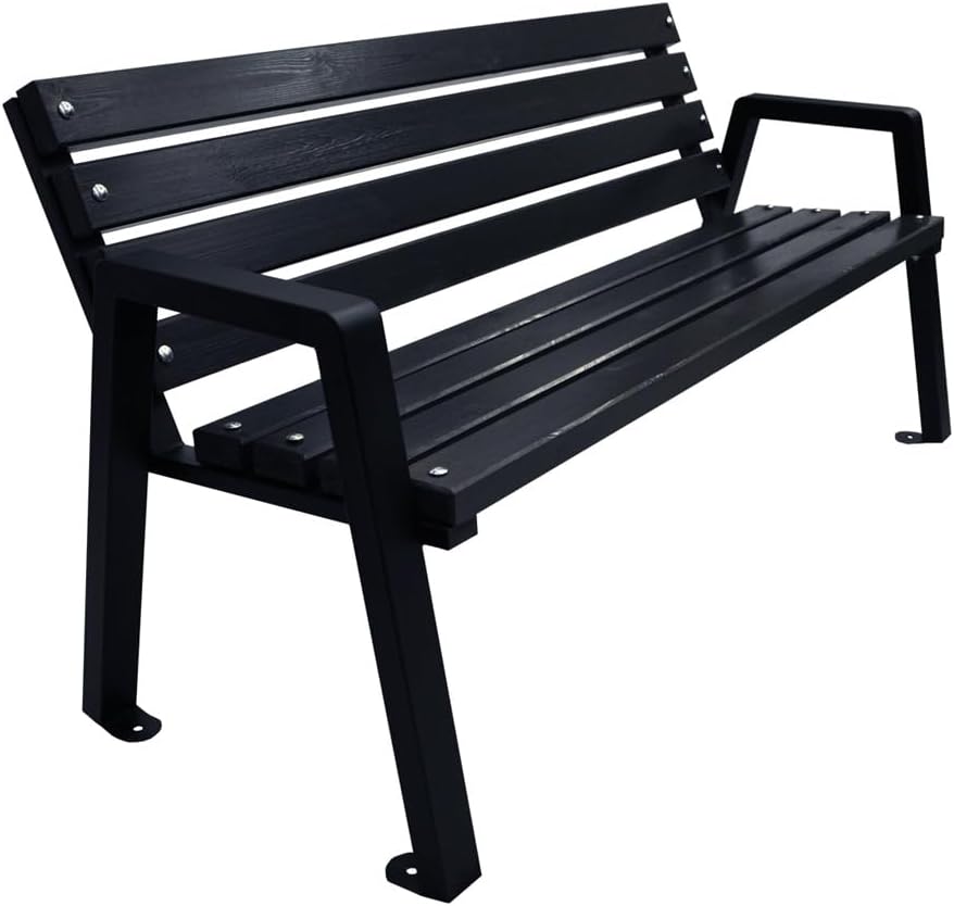 Primario Grande Sitzbank, 150 cm, Schwarz, Gartenbank Wetterfest Holz - Holzbank Outdoor, Palisander)