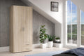 Kleiderschrank Forte, 87,9 cm, 53,9 cm, 195 cm, Beige, TELANE 80 90, 2-türig, 2 Schubladen, Drehtürenschrank, Holzwerkstoff