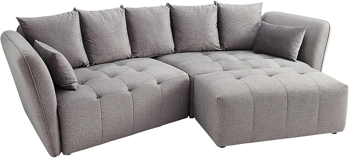Riess Ambiente Sofa, 295 cm, Grau, Modernes Big ROYAL - - - Velours-Strickstoff Federkern