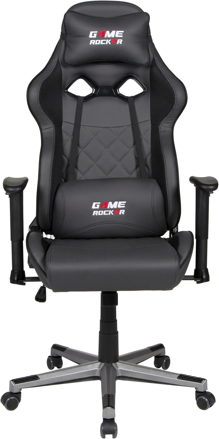 GAME ROCKER Schreibtisch, 110 kg, Schwarz/Anthrazit, Gaming Stuhl G-20 Kunstleder, bis belastbar