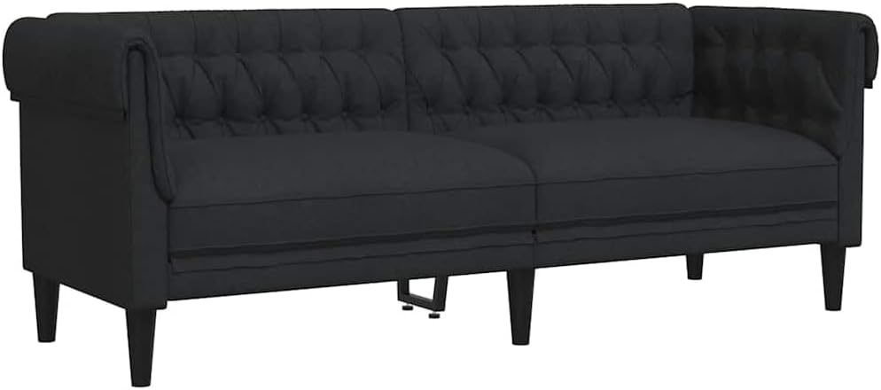 Sofa vidaXL, Schwarz, Wohnzimmersofa, Chesterfield, Polstersofa 3-Sitzer mit Stützbeinen, Loungesofa Designsofa für Wohnzimmer