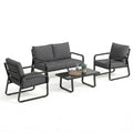 Outsunny Sofa, 16 cm, Schwarz/Grau, Gartenmöbel, 4-teilig, mit abnehmbarem Bezug, sehr dick, und Terrassen-Sessel aus robustem Metall