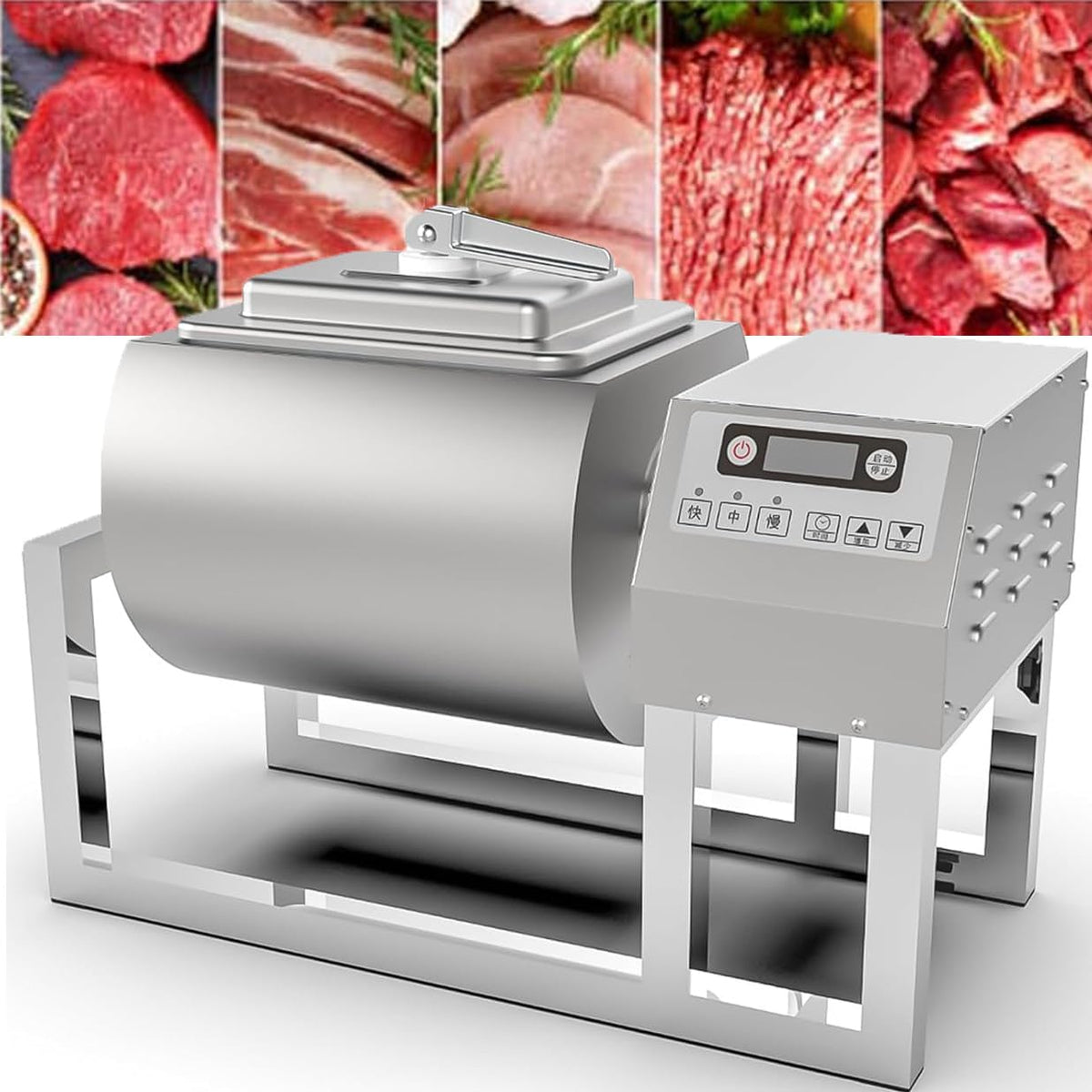 Nuxyyds Folienschweissgeräte, 18 Liter, 30 W, 18 L, Edelstahl, Schwarz, Fleisch-Tumbler-Marinator, schnelles Marinieren