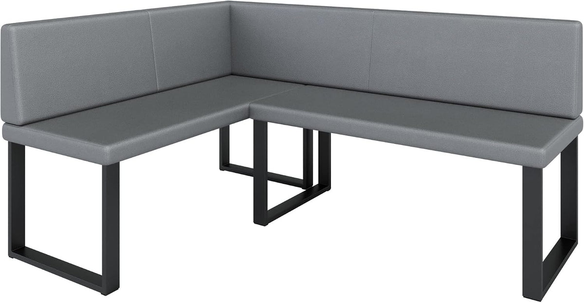 FURNISTAR Sitzbank, 142x196 cm, Grau/Schwarz, Eckbank Akiko Metal - Eckbankgruppe für Ihrem Esszimmer, Küche modern
