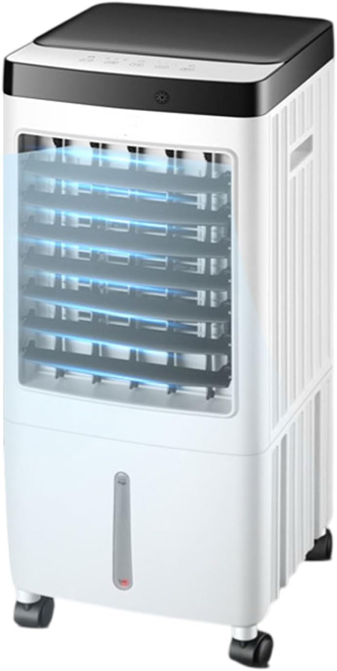 ERSINIAN Mobiles Klimagerät, ≤ 60 dB(A), Weiss, Tragbarer Wasserkühlventilator mit Universalrad, 7-Stunden-Timer