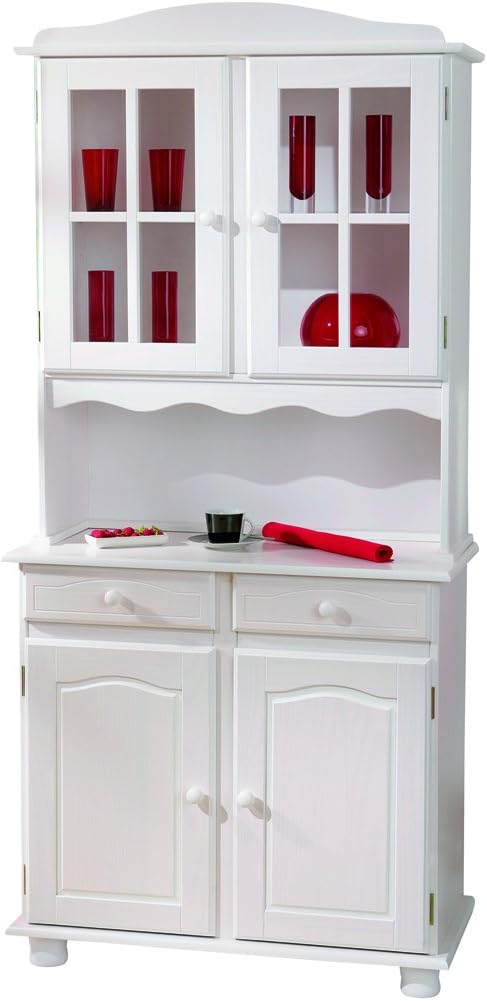 Wohnzimmerschrank Inter Link, Weiss, Vitrinenschrank, Vitrinenschrank - Küchenschrank - Geschirrschrank -, Vitrine