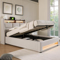 DEKKETO Boxspringbett, Beige, mit Stauraum, Polsterbett 90x200 Einzelbett mit LED und 2 USB-Anschluss, Lattenrost aus Holz ohne Matratze