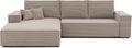 IDOHOME Sofa, Beige, mit Schlaffunktion 294x185 - Ecksofa mit Schlaffunktion