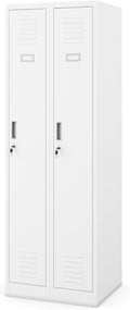 Wohnzimmerschrank Jan Nowak, 180 cm, 60 cm, 50 cm, Weiss, Spind Schrank, Kleiderschrank, Metallschrank, Schliessfachschrank