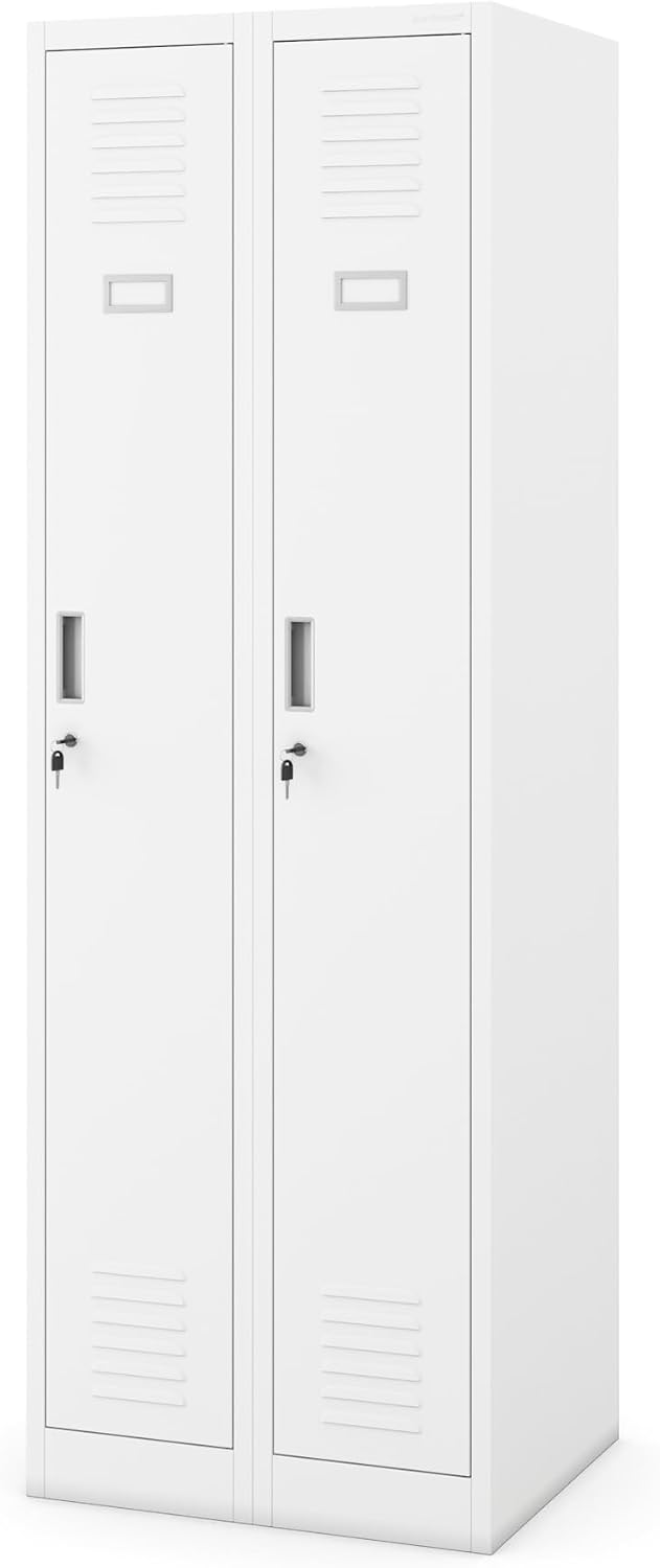 Wohnzimmerschrank Jan Nowak, 180 cm, 60 cm, 50 cm, Weiss, Spind Schrank, Kleiderschrank, Metallschrank, Schliessfachschrank
