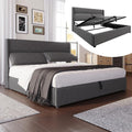 Dolamaní Bett, 180x200 cm, Grau, Boxspringbett Doppelbett, Polsterbett mit Verstellbare Kopfstützen, Hydraulisches Bettgestell mit Stauraum