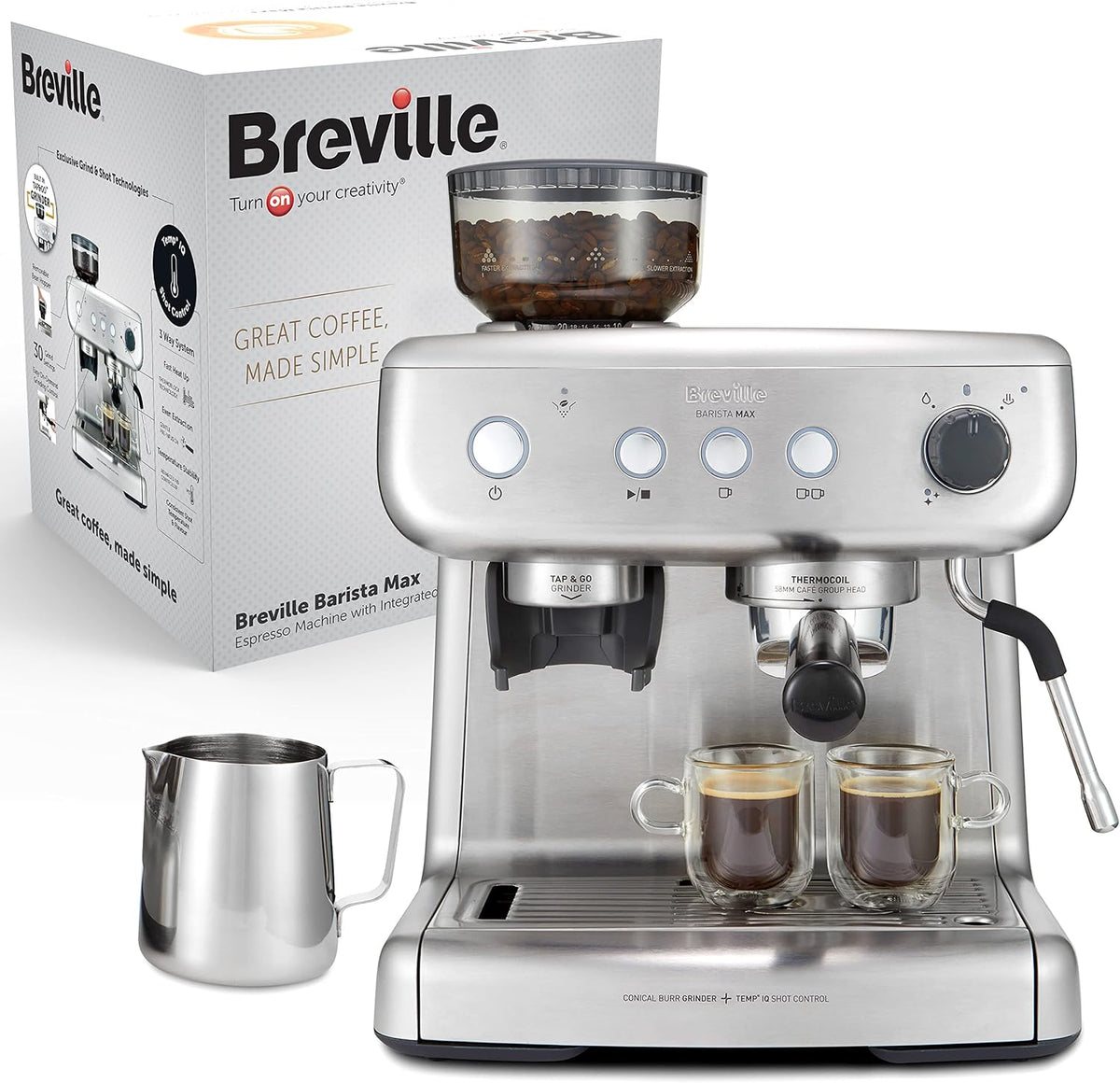 Breville Kaffeemaschine, Schwarz, Barista Max Siebträgermaschine