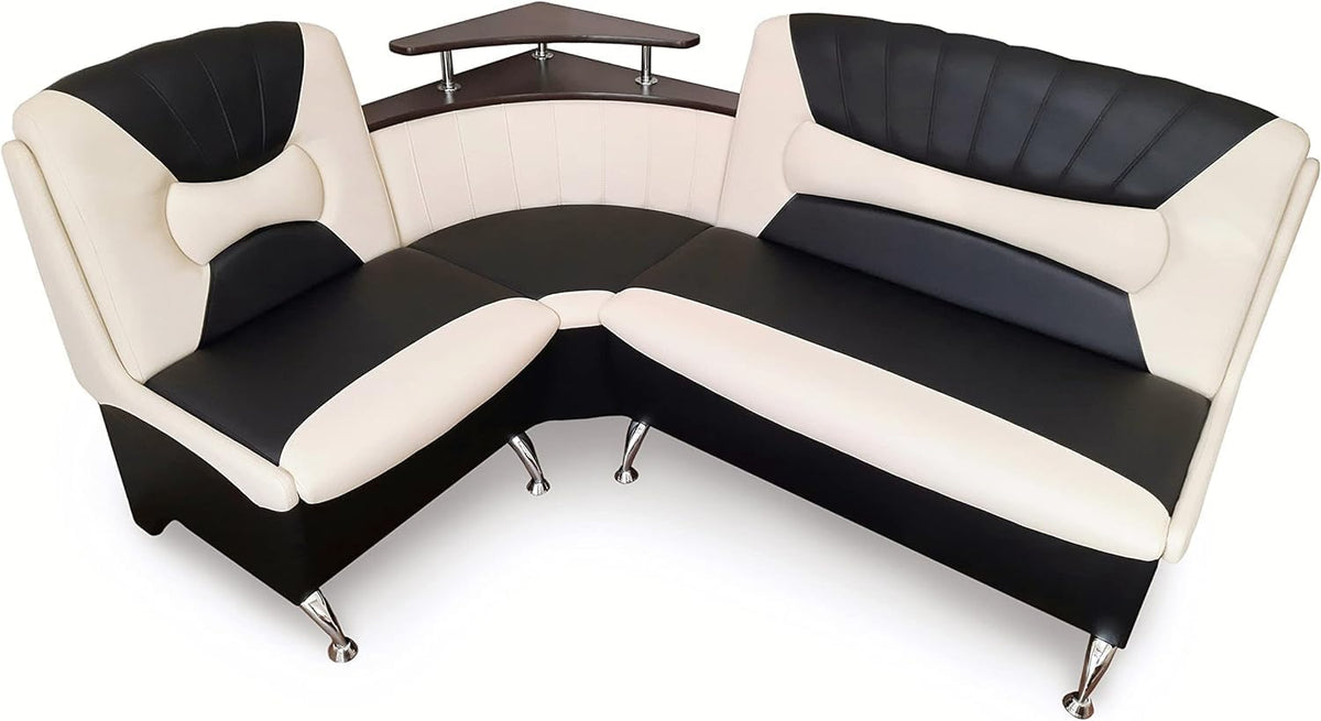 Rodnik Sitzbank, 1730 x 1280 mm, kurzer Schenkel kann rechts oder links angebaut werden, Schwarz/Hellbeige