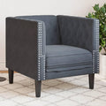 Mandloder Sofa, 71 x 74,5 x 70,5 cm, Samt (100% Polyester), Sperrholz, Massivholz, Dunkelgrau
