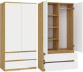 Kleiderschrank BDW, 180 x 90 x 50 cm, Eiche/Weiss, SS-90, Moderner Schrank, Flur, Kinderzimmer oder Büro, Kleiderständer