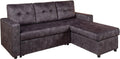 Sofa Riess Ambiente, 205 cm, Grau, Ecksofa Apartment - - - Samt 3-Sitzer mit Bettfunktion, Stauraum und Ottomane Schlafsofa Schlafcouch Nosagfederung