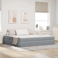 mzdioop Bettrahmen, 200 x 200 cm, Polyester, Hellgrau, Aufbewahrungsbett mit Matratze Polyester Metallrahmen