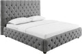 Riess Ambiente Bett, 180x200 cm, Grau, Design Boxbett Paris - - Leinen Chesterfield Doppelbett