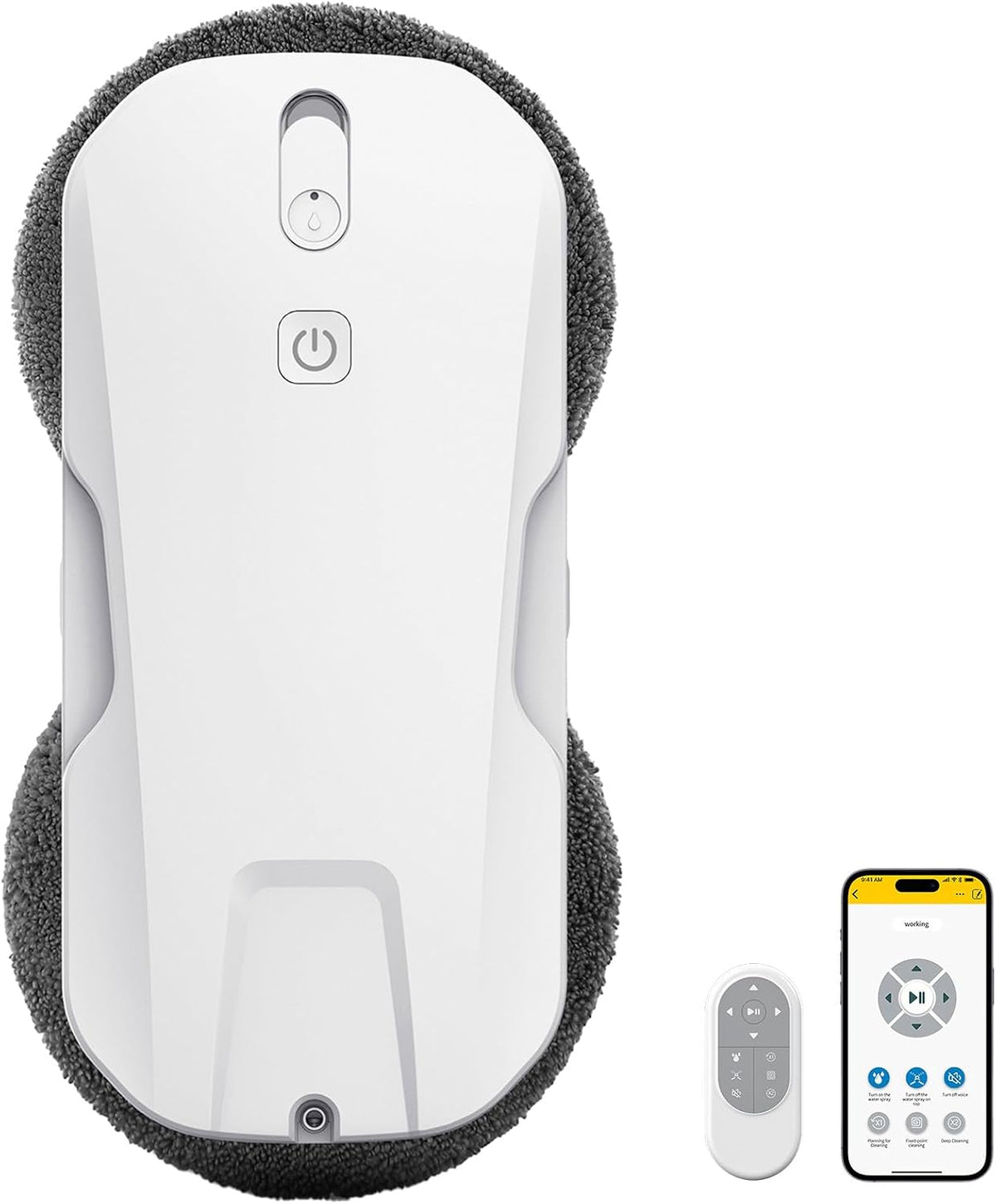 EVERCROSS BOT Saugroboter, 60 mm, Weiss, Fensterputzroboter mit 4-fach Wassersprühsystem, 5300Pa Saugkraft Fenstersaugroboter