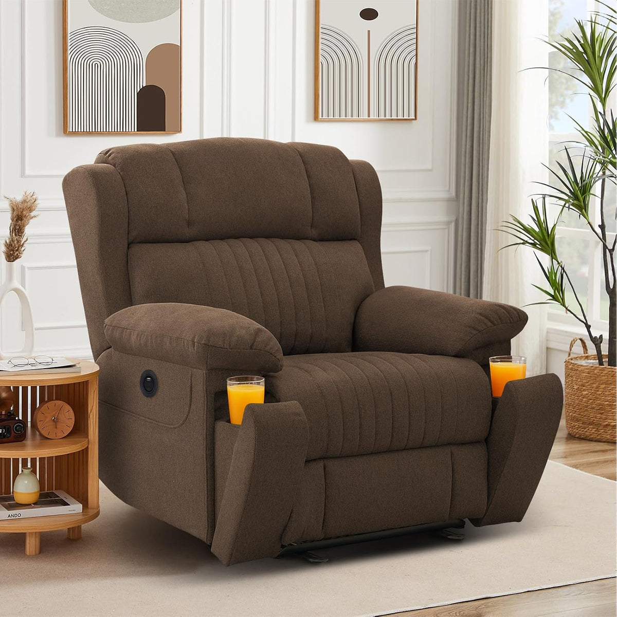 Consofa Relaxsessel, 160 kg, Braun, Fernsehsessel Elektrisch Verstellbar, mit Liegefunktion, TV Sessel mit Massage & Wärmefunktion